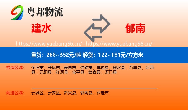 建水到郁南县物流