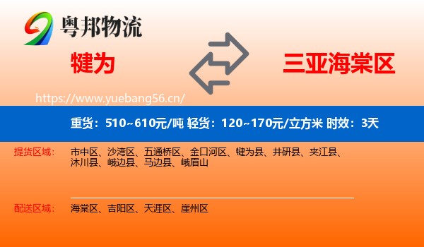 犍为到海棠区物流专线名片