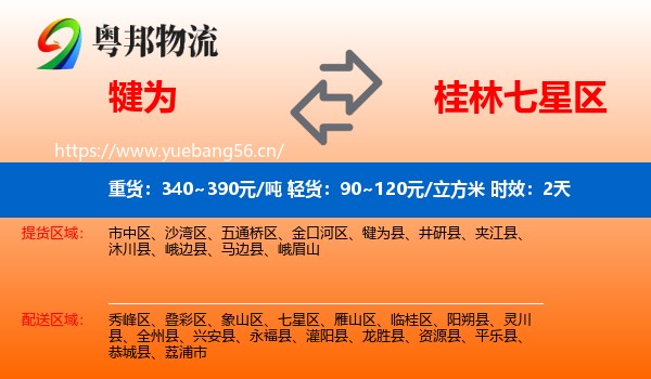犍为到七星区物流专线名片
