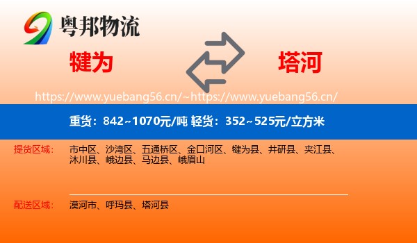 犍为到塔河县物流