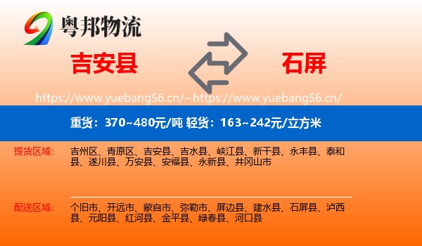 吉安县到石屏县物流