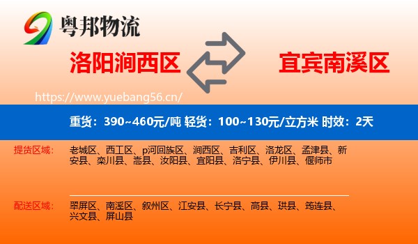 洛阳涧西区到南溪区物流专线名片