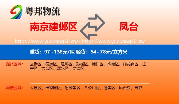 南京建邺区到凤台县物流