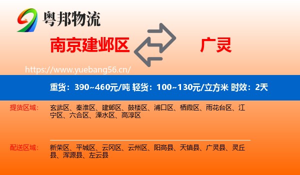 南京建邺区到广灵县物流专线名片