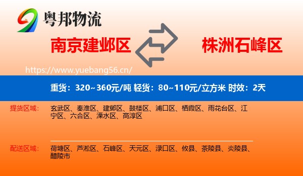 南京建邺区到石峰区物流专线名片