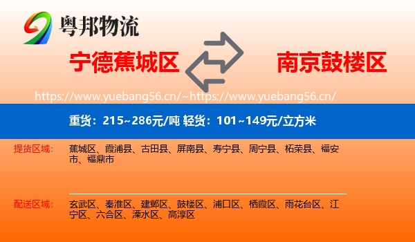 宁德蕉城区到鼓楼区物流