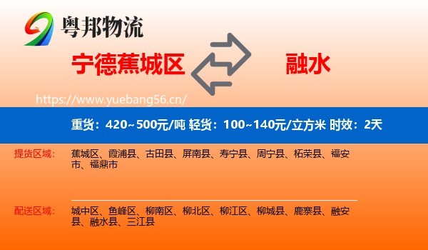宁德蕉城区到融水县物流专线名片