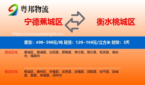宁德蕉城区到桃城区物流专线名片