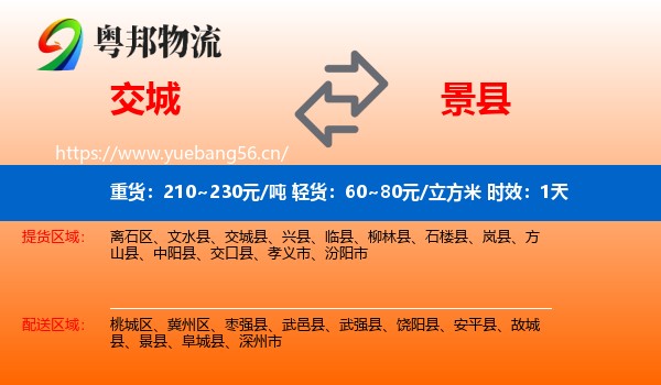 交城到景县物流专线名片