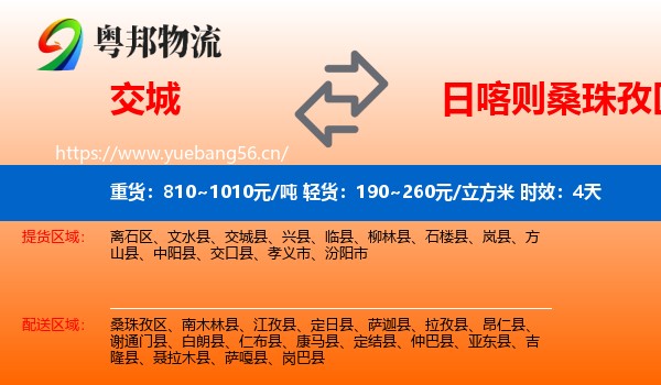 交城到桑珠孜区物流专线名片