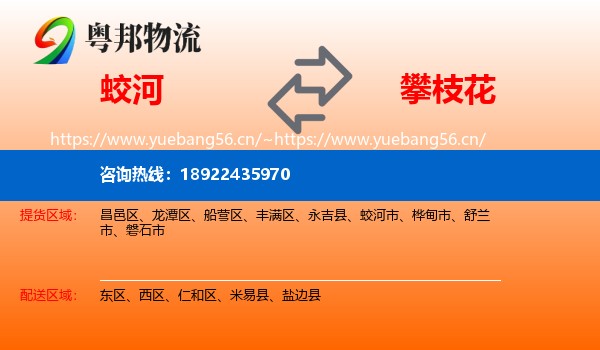 蛟河到攀枝花物流