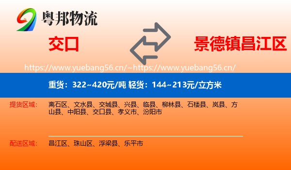 交口到昌江区物流