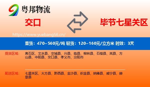 交口到七星关区物流专线名片