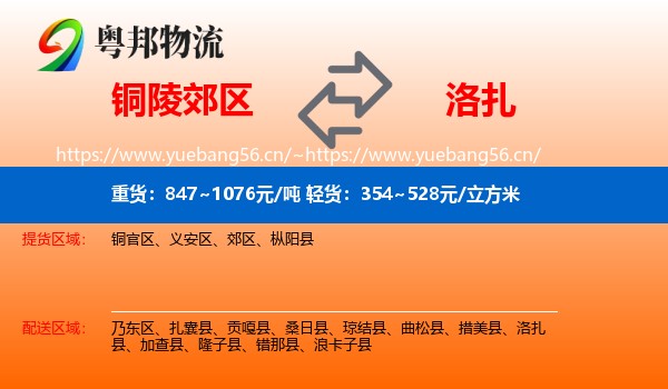 铜陵郊区到洛扎县物流