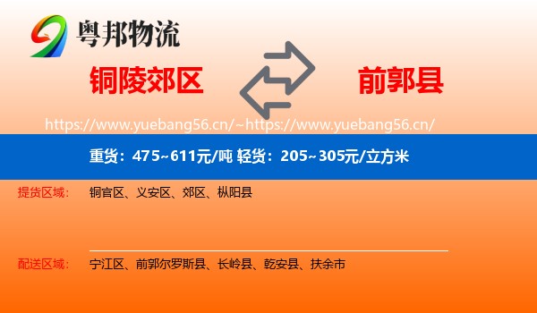 铜陵郊区到前郭尔罗斯县物流