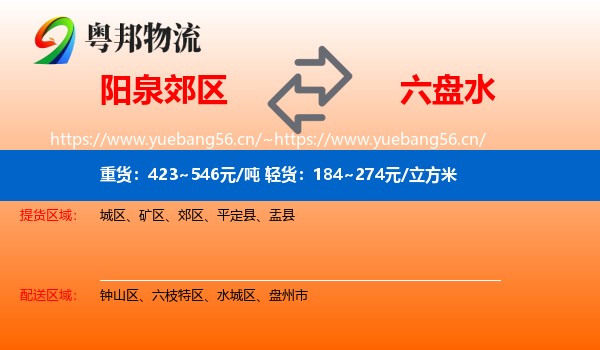 阳泉郊区到六盘水物流