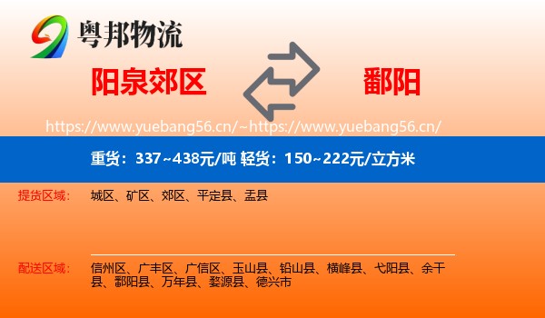 阳泉郊区到鄱阳县物流