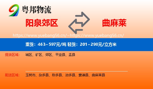 阳泉郊区到曲麻莱县物流
