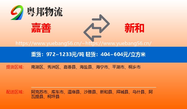 嘉善到新和县物流