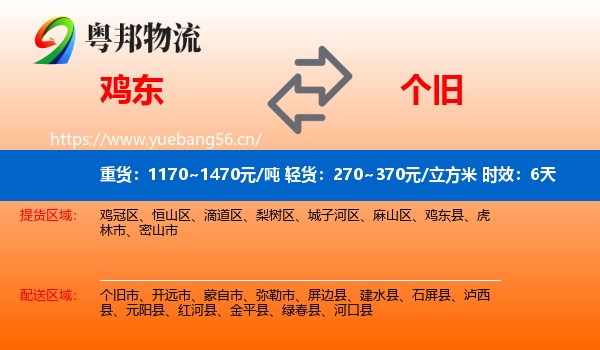 鸡东到个旧市物流专线名片