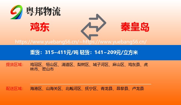 鸡东县到秦皇岛物流专线