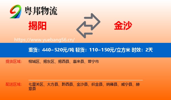 揭阳到金沙县物流专线名片