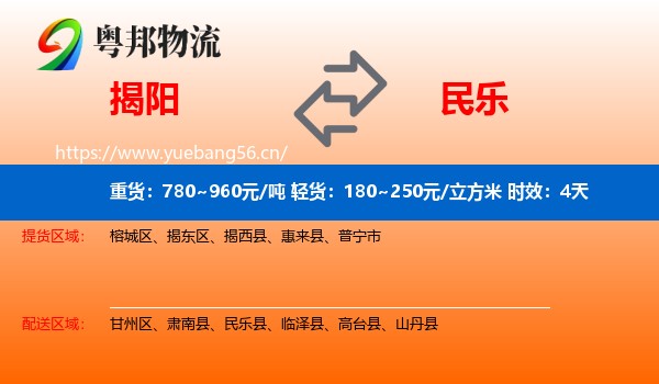 揭阳到民乐县物流专线名片