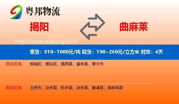 揭阳到曲麻莱县物流专线名片