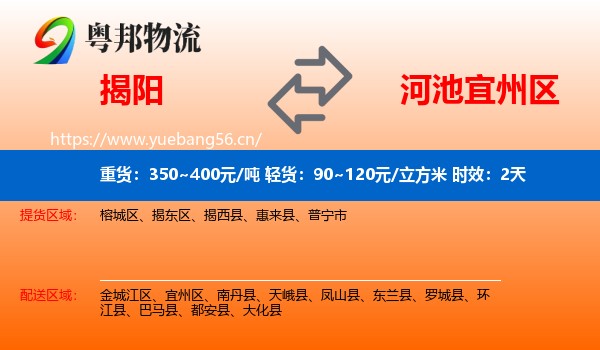 揭阳到宜州区物流专线名片