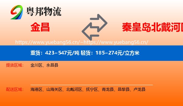 金昌到北戴河区物流