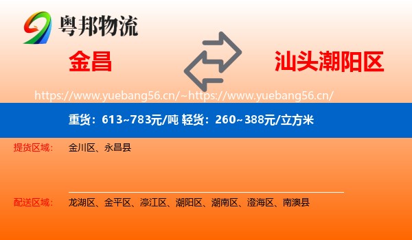 金昌到潮阳区物流
