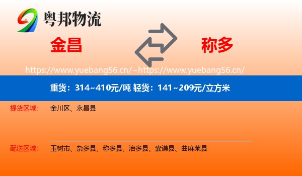 金昌到称多县物流