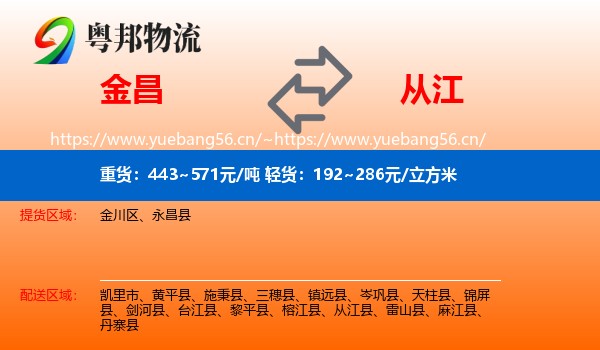 金昌到从江县物流