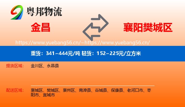 金昌到樊城区物流