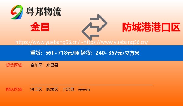 金昌到港口区物流