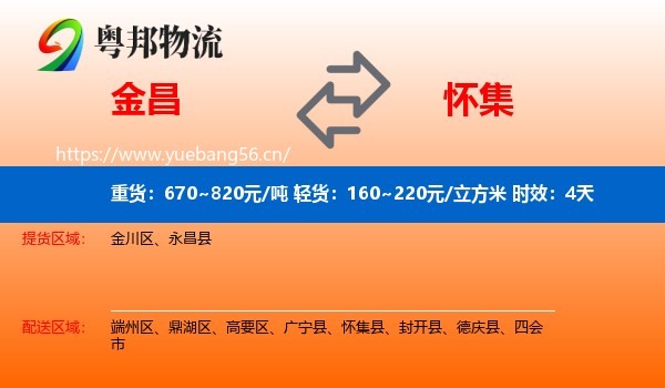 金昌到怀集县物流专线名片