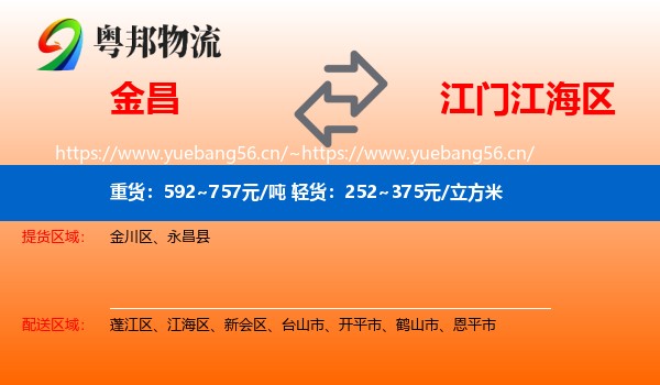 金昌到江海区物流