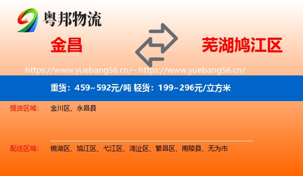 金昌到鸠江区物流