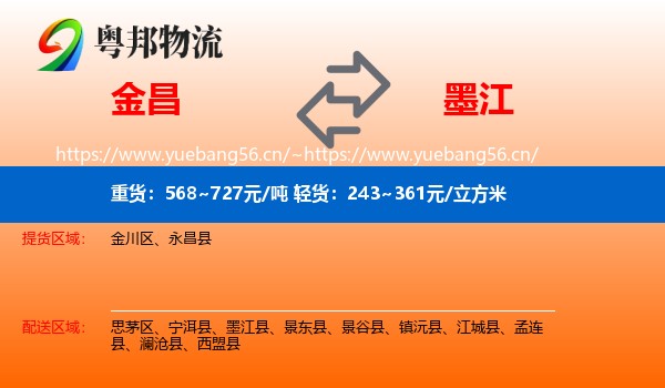 金昌到墨江县物流