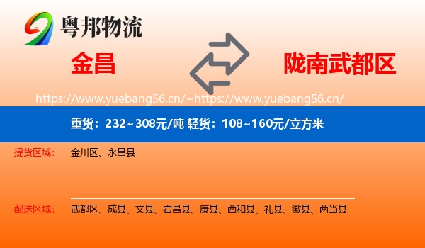 金昌到武都区物流