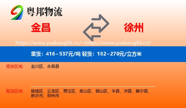 金昌到徐州物流专线