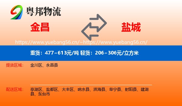 金昌到盐城物流专线