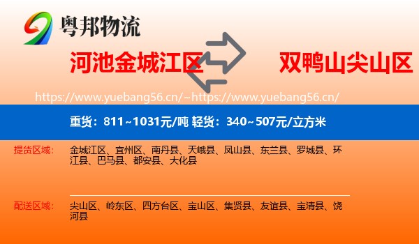 河池金城江区到尖山区物流