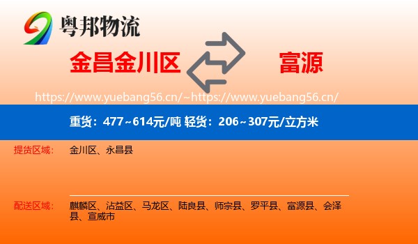 金昌金川区到富源县物流