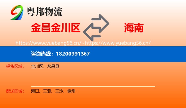 金昌金川区到海南物流