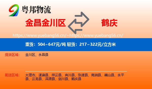 金昌金川区到鹤庆县物流