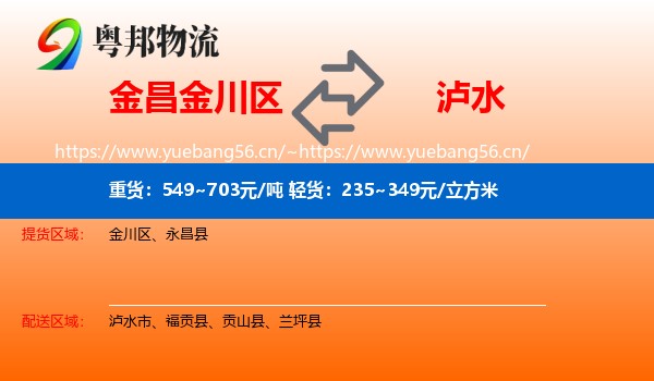 金昌金川区到泸水市物流