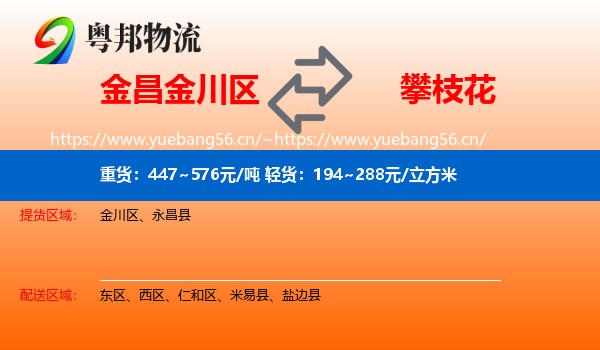 金昌金川区到攀枝花物流