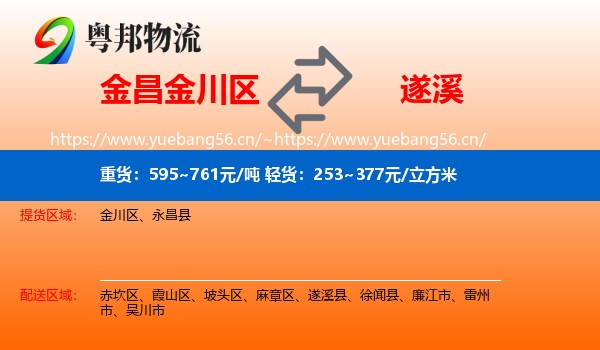 金昌金川区到遂溪县物流