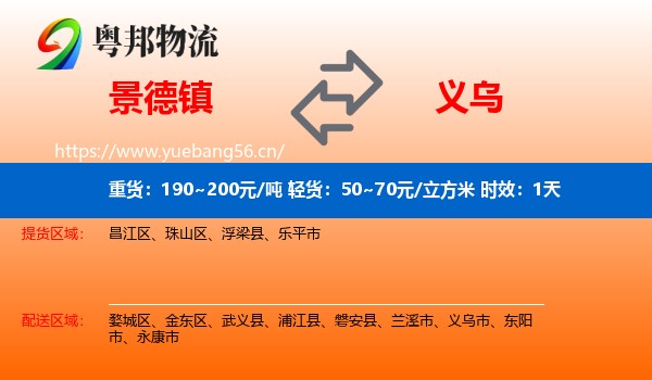 景德镇到义乌市物流 景德镇到义乌市物流专线名片